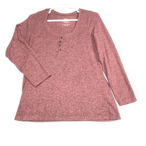 TORRID Super Soft Plush Henley Tee Women's 1X Rose Brown Long Sleeve Scoop Neck